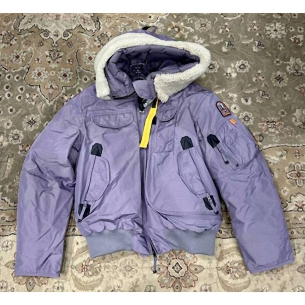 NEW PARAJUMPERS women's gobi s hooded bomber jacket in rabbit grey
